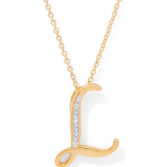 Diamond Accent Initial Pendant Necklace 18" in Gold Plate - Picture 1 of 1